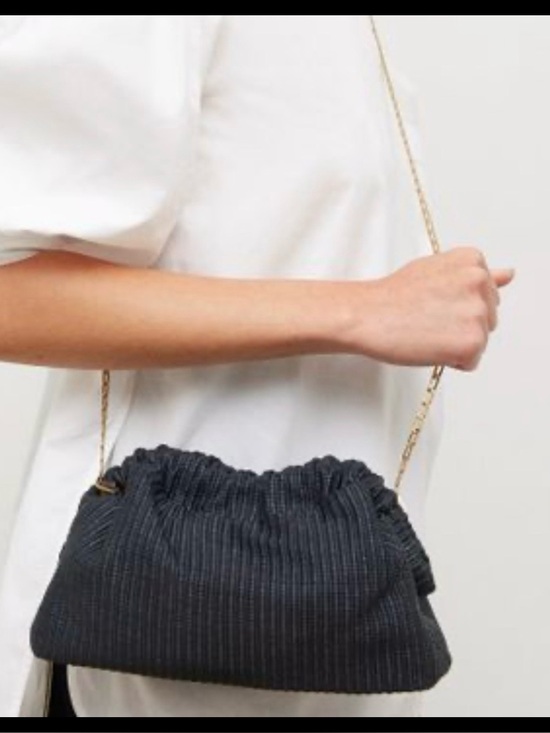 Mansur Gavriel Handbags - Mansur Gavriel Raffia Clutch with Gold Chain